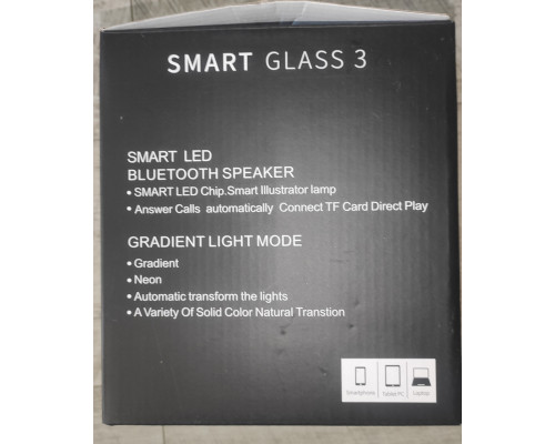 Колонка музыкальная с аккумулятором Smart Glass 3 с BT 5.0 подсветкой микрофоном белая