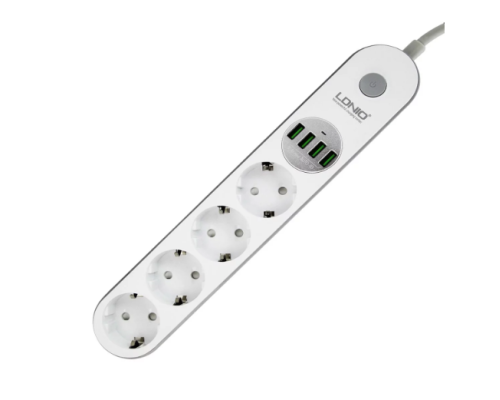 Мережевий фільтр подовжувач USB-виходів 4x220V і 4xUSB довжина 2 м. LDNIO SE4432 Мережевий фільтр подовжувач USB-виходів 4x220V і 4xUSB довжина 2 м. LDNIO SE4432