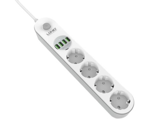 Мережевий фільтр подовжувач USB-виходів 4x220V і 4xUSB довжина 2 м. LDNIO SE4432 Мережевий фільтр подовжувач USB-виходів 4x220V і 4xUSB довжина 2 м. LDNIO SE4432
