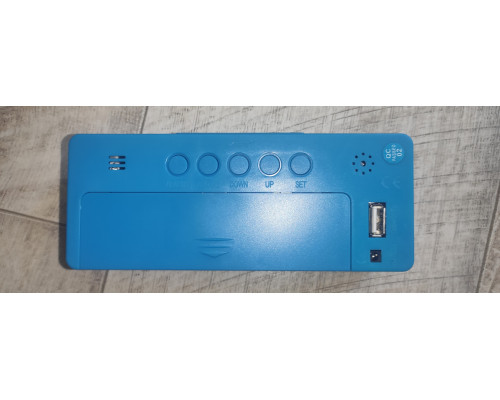 Часы настольные электронные зеркальные VST-886Y с температурой и USB для флешки синие