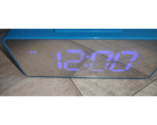 Часы настольные электронные зеркальные VST-886Y с температурой и USB для флешки синие