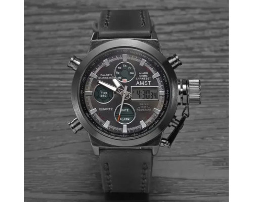 Армійський чоловічий годинник AMST 3003 Black (протиударний з підсвіткою) Армійський чоловічий годинник AMST 3003 Black (протиударний з підсвіткою)