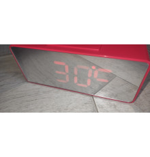 Часы настольные электронные зеркальные VST-886Y с температурой и USB для флешки красные