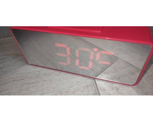 Часы настольные электронные зеркальные VST-886Y с температурой и USB для флешки красные