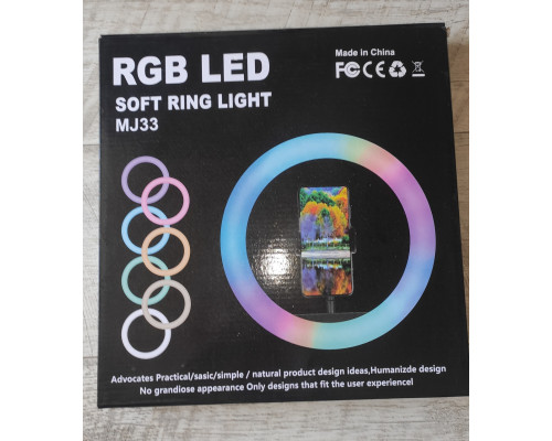 Распродажа Кольцевая лампа для селфи Led RGB MJ33 33 см с держателем новая Распродажа Кольцевая лампа для селфи Led RGB MJ33 33 см с держателем новая