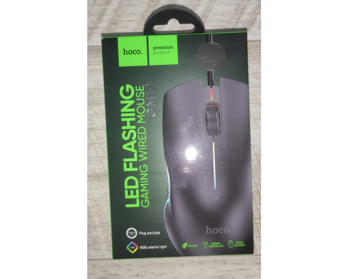 Мышь проводная игровая Hoco GM19 с подсветкой черная