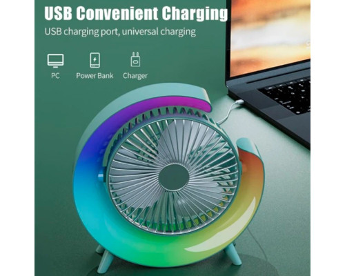 Вентилятор электрический USB 3-скоростной с цветной подсветкой 180° бесшумный Вентилятор электрический USB 3-скоростной с цветной подсветкой 180° бесшумный