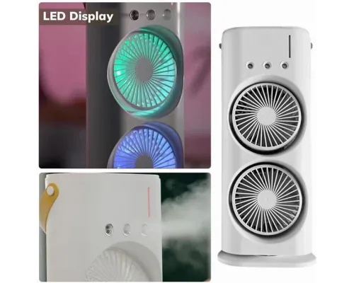 Вентилятор настольный двойной с охлаждением Double-ended Spray Fan LED подсветка 3 скорости пульт Вентилятор настольный двойной с охлаждением Double-ended Spray Fan LED подсветка 3 скорости пульт