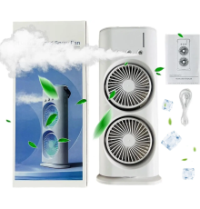 Вентилятор настольный двойной с охлаждением Double-ended Spray Fan LED подсветка 3 скорости пульт