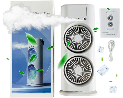 Вентилятор настольный двойной с охлаждением Double-ended Spray Fan LED подсветка 3 скорости пульт Вентилятор настольный двойной с охлаждением Double-ended Spray Fan LED подсветка 3 скорости пульт