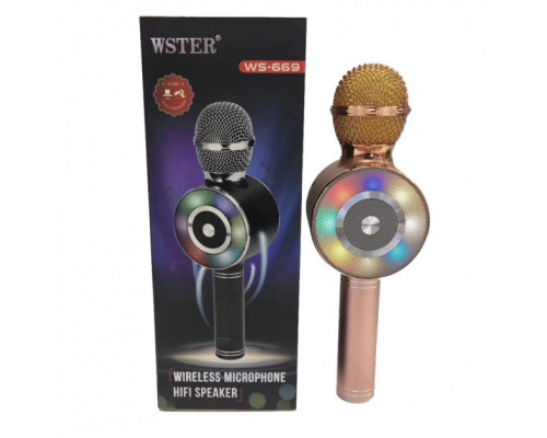Караоке микрофон Wster WS-669 беспроводной микрофон со встроенным динамиком (USB, microSD, AUX, Bluetooth) Караоке микрофон Wster WS-669 беспроводной микрофон со встроенным динамиком (USB, microSD, AUX, Bluetooth)