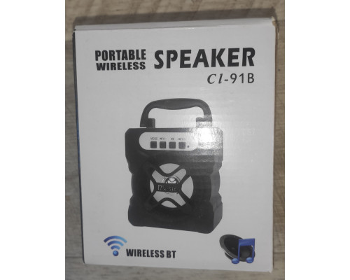 Колонка портативная музыкальная Speaker CL-91B с аккумулятором BT FM черная Колонка портативная музыкальная Speaker CL-91B с аккумулятором BT FM черная