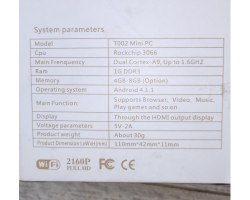Смарт приставка Auxtek Mini PC T002 2Gb/4Gb новая с дефектом Смарт приставка Auxtek Mini PC T002 2Gb/4Gb новая с дефектом