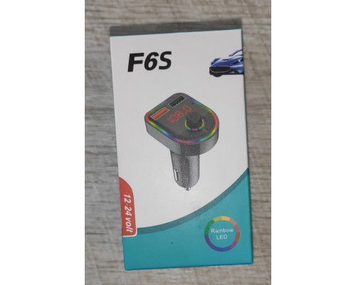 FM модулятор трансмитер в прикуриватель авто F6S c BT, LED подсветкой 2 USB новый черный FM модулятор трансмитер в прикуриватель авто F6S c BT, LED подсветкой 2 USB новый черный