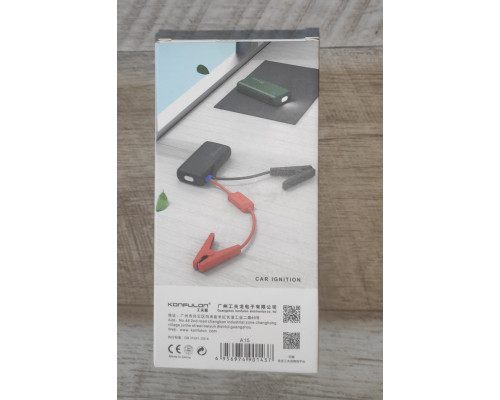 Powerbank повербанк Konfulon A15 9600 mAh с стартером авто щупами и фонариком новый черный