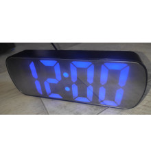 Часы настольные электронные зеркальные VST-895Y черный корпус синий свет