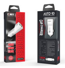 Набір 2 в 1 АЗУ With Micro-Usb Cable DC12-24V MY-30, 2 x USB, 5V / 12W, Output: 5V / 2.4A, White, Blister- box