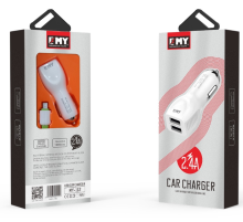 Набір 2 в 1 АЗУ With Iphone Cable DC12-24V MY-112, 2 x USB, 5V / 12W, Output: 5V / 2.4A, White, Blister- box, Q25