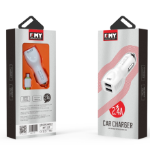 Набір 2 в 1 АЗУ With Iphone Cable DC12-24V MY-112, 2 x USB, 5V / 12W, Output: 5V / 2.4A, White, Blister- box, Q25