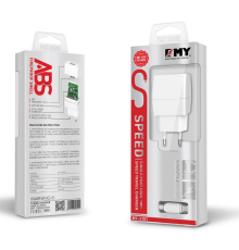 Набір 2 в 1 СЗУ With Iphone Cable 110-240V MY-A101, 1 x USB, 5V/5W, Output: 5V/1A, White, Blister-, Q25