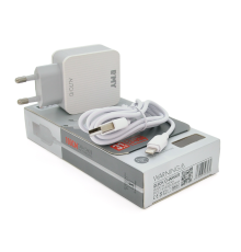 Набір 2 в 1 СЗУ With Iphone Cable 110-240V MY-A303, 3 x USB, 5V/15W, Output: 5V/3.1A, White, Blister-box, Q25