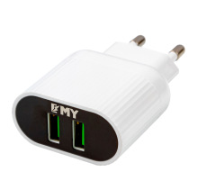 Набір 2 в 1 CЗУ With Iphone Cable 110-240V MY-220, 2 x USB, 5V / 12W, Output: 5V / 2.4A, White, Blister- box