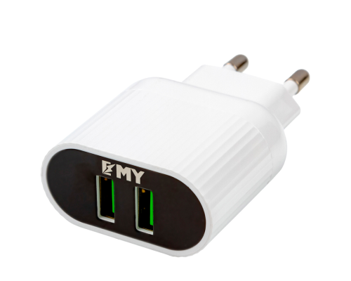 Набір 2 в 1 CЗУ With Iphone Cable 110-240V MY-220, 2 x USB, 5V / 12W, Output: 5V / 2.4A, White, Blister- box