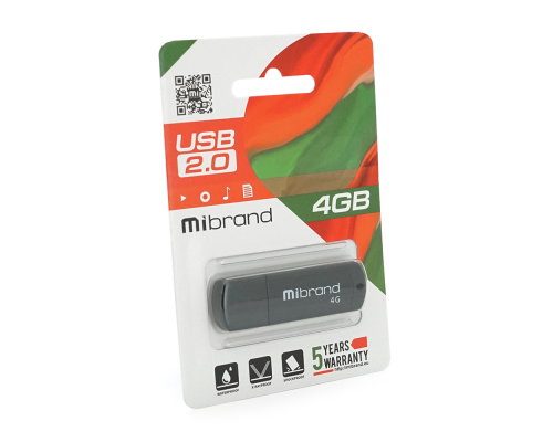 Флеш-накопичувач Mibrand Grizzly, USB 2.0, 4GB, Blister Флеш-накопичувач Mibrand Grizzly, USB 2.0, 4GB, Blister