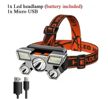 Налобний ліхтар 5 світлодіодний із вбудованим акумулятором 18650HEAD LIGHT