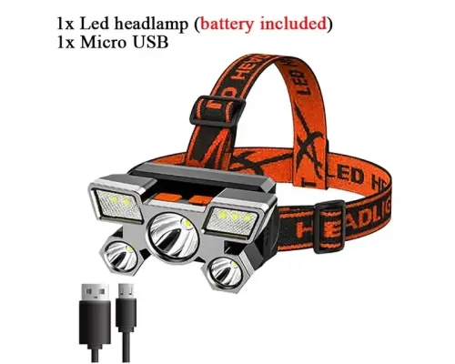 Налобный фонарь 5 светодиодный со встроенным аккумулятором 18650HEAD LIGHT Налобный фонарь 5 светодиодный со встроенным аккумулятором 18650HEAD LIGHT