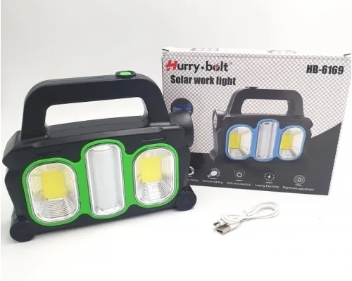 Ліхтар акумуляторний Hurry Bolt HB-6169 із сонячною батареєю і функцією PowerBank