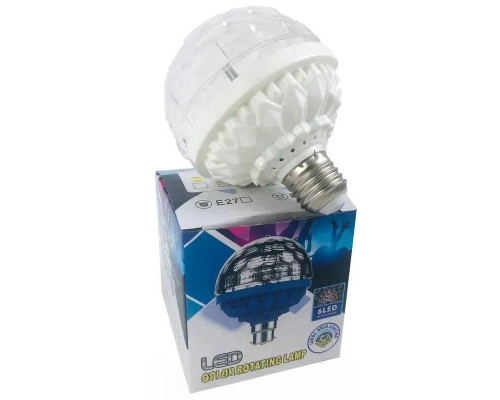 Светодиодная диско лампа в патрон COLOR ROTATING LAMP E27 Светодиодная диско лампа в патрон COLOR ROTATING LAMP E27