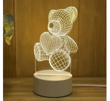 Акриловий 3D-нічник-світильник Ведмедик кілька підсвіток із пультом Акриловий 3D-нічник-світильник Ведмедик кілька підсвіток із пультом