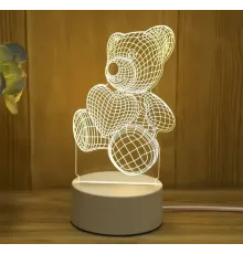 Акриловий 3D-нічник-світильник Ведмедик кілька підсвіток із пультом