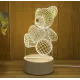Акриловий 3D-нічник-світильник Ведмедик кілька підсвіток із пультом
