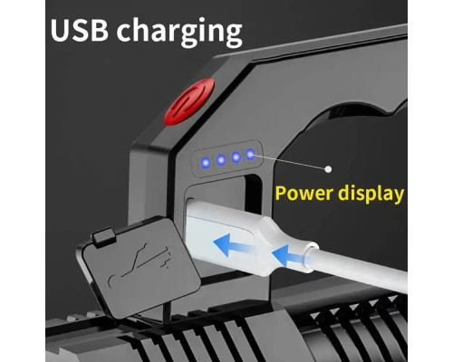 Портативний точковий ручний ліхтар BL-X508, прожекторний, водонепроникний, з USB, 1200 мА·год, чорний