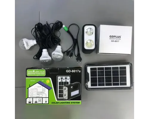 Сонячна станція із сонячною панеллю і трьома лампочками GDLite YJ-8018 8017S з акумулятором 4000 mAh