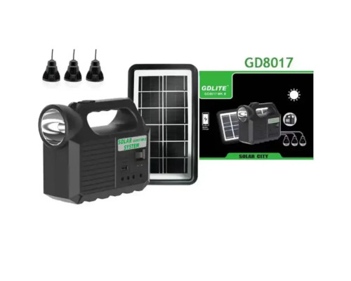 Портативна сонячна станція 5000 мА·год GDLITE GD8017 MK II + 3 лампочки/Акумуляторний аварійний ліхтар Портативна сонячна станція 5000 мА·год GDLITE GD8017 MK II + 3 лампочки/Акумуляторний аварійний ліхтар