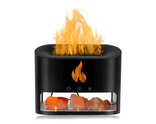 Зволожувач повітря Docsal Flame 3в1 з ультразвуковим зволоженням і соляним камінням. Чорний Зволожувач повітря Docsal Flame 3в1 з ультразвуковим зволоженням і соляним камінням. Чорний