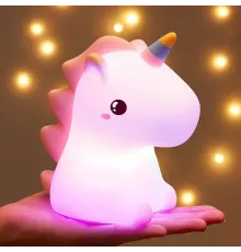 Ночник - светильник в виде Единорога розовый, Ночник силиконовый RGB Единорог Led на аккумуляторе