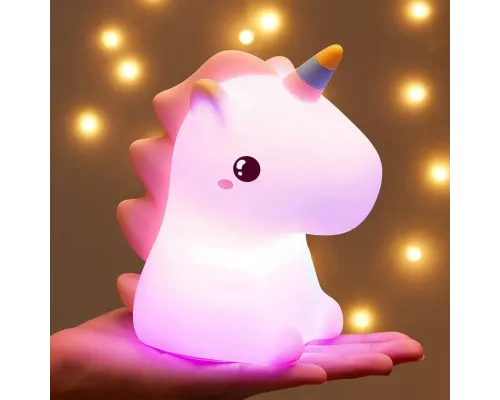 Ночник - светильник в виде Единорога розовый, Ночник силиконовый RGB Единорог Led на аккумуляторе Ночник - светильник в виде Единорога розовый, Ночник силиконовый RGB Единорог Led на аккумуляторе