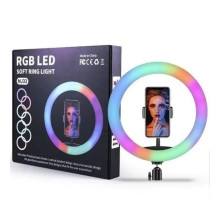 Светодиодная кольцевая LED лампа для селфы, фото и видео RGB MJ33 (33см) (1 крепление) (управление на проводе)