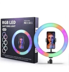 Світлодіодна кільцева LED-лампа для селфи, фото та відео RGB MJ33 (33 см) (1 кріплення) (керування на дроті)