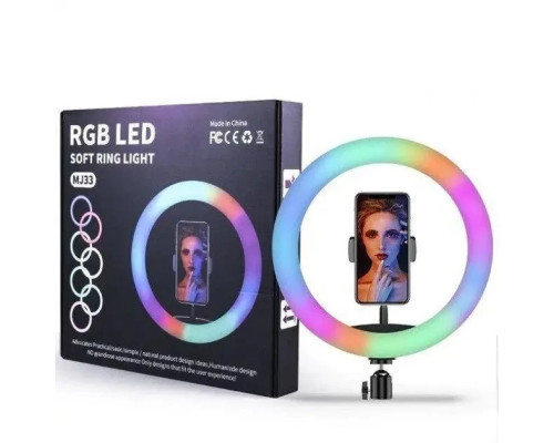 Світлодіодна кільцева LED-лампа для селфи, фото та відео RGB MJ33 (33 см) (1 кріплення) (керування на дроті) Світлодіодна кільцева LED-лампа для селфи, фото та відео RGB MJ33 (33 см) (1 кріплення) (керування на дроті)