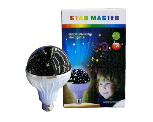 Лампа проєктор зоряного неба на патрон Master Bulb601-HX 6Вт, нічник, 3 кольори світіння, 220 В Лампа проєктор зоряного неба на патрон Master Bulb601-HX 6Вт, нічник, 3 кольори світіння, 220 В