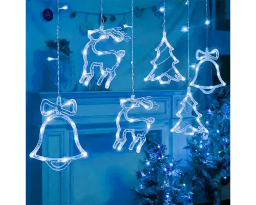 Гірлянда-штора з фігурками 2,5 м (138 LED), від 220V, Біла/Гірлянда новорічна