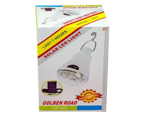 Акумуляторний ліхтарик 10W із сонячною панеллю Golden Road GR-020 для вулиці та приміщень Акумуляторний ліхтарик 10W із сонячною панеллю Golden Road GR-020 для вулиці та приміщень