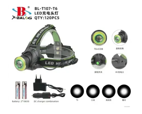 Ліхтарик налобний акумуляторний 18650 BAILONG BL-T107-T6 Ліхтарик налобний акумуляторний 18650 BAILONG BL-T107-T6