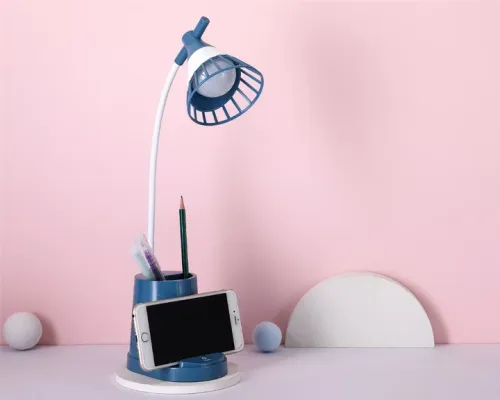 Лампа на гнучкій ніжці DESKTOP LAMP EL-2176 синій з функцією Powebank 1200mAh, тримачем телефона Лампа на гнучкій ніжці DESKTOP LAMP EL-2176 синій з функцією Powebank 1200mAh, тримачем телефона