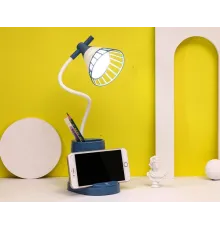 Лампа на гнучкій ніжці DESKTOP LAMP EL-2176 синій з функцією Powebank 1200mAh, тримачем телефона